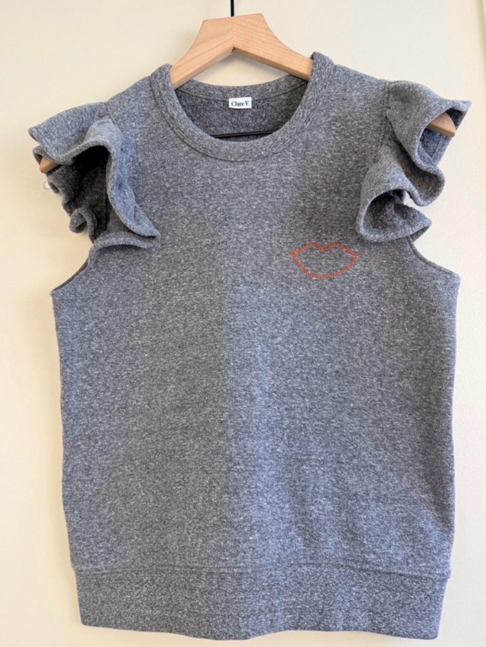 Clare V Ruffle Sweatshirt Vest - Grey / original $135